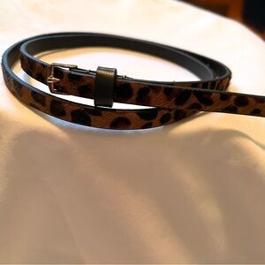Leopard Print Belt Banana Republic calf hair real leather gold tone buckle